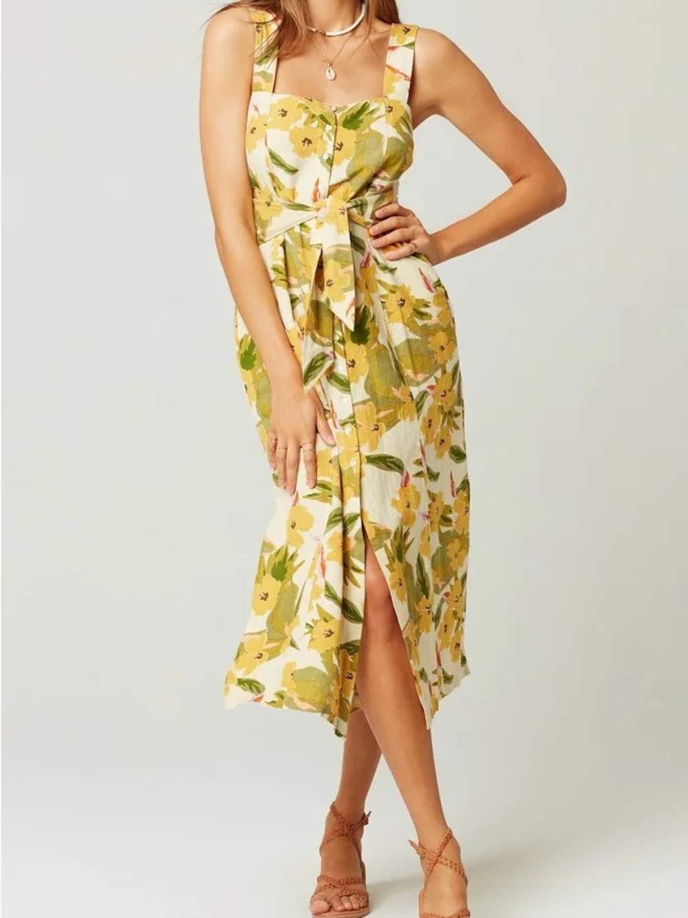 L*Space Mykonos Floral Linen-Blend Dress